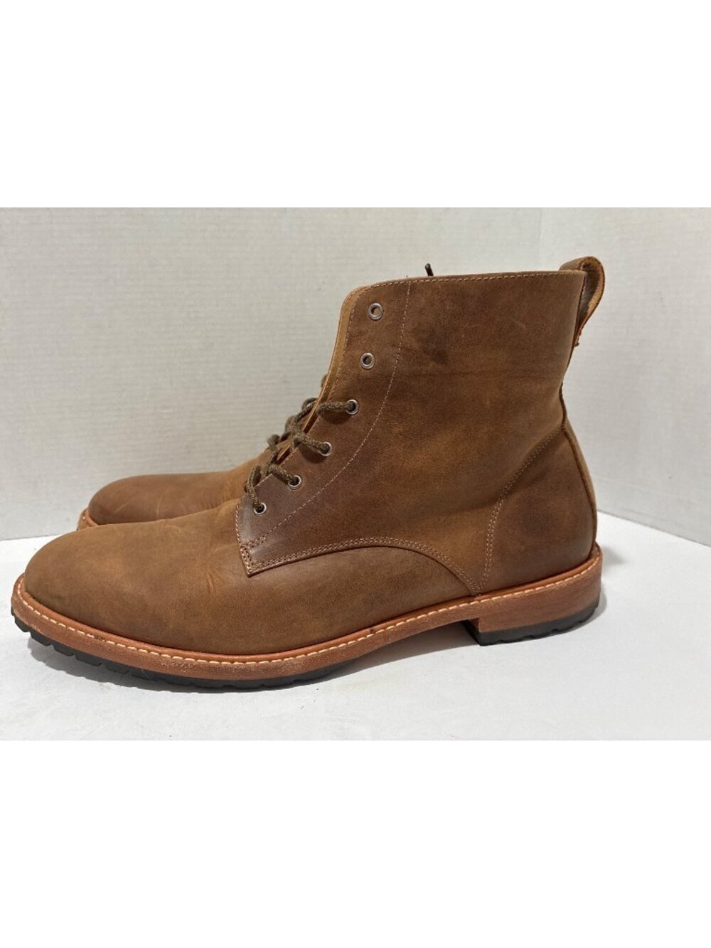 Nisolo Boots Mens Brown Leather Lace-Up Ankle Leahter  Boots Rugged Size 11.5